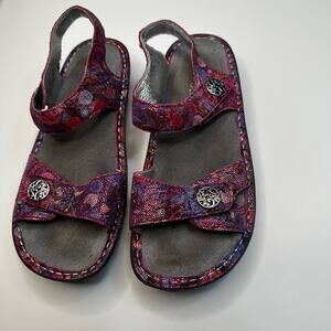 Alegria Vienna Aqua Floral Leather Sandals